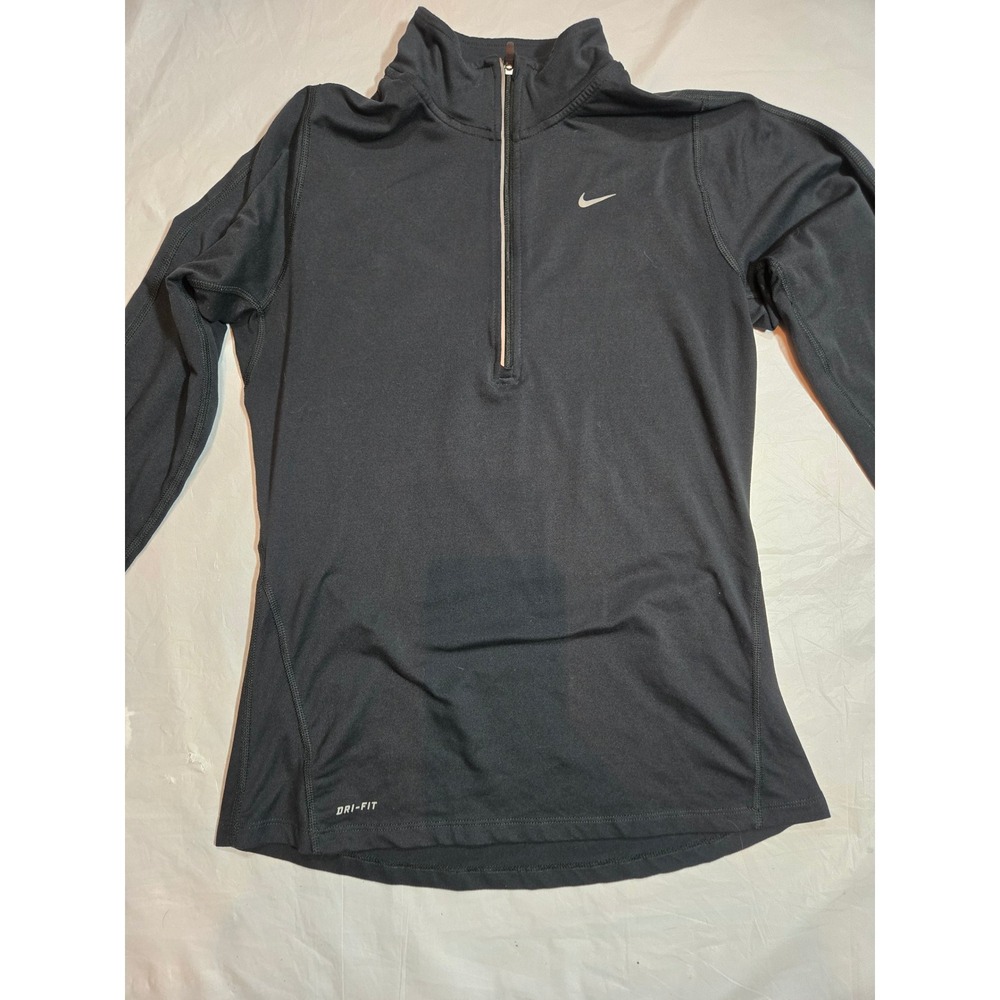 Nike Dri-FIT Womens Quarter Zip Long Sleeve Running Top Black Pullover Small